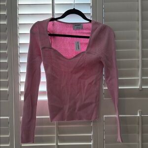 Old Navy Pink Long Sleeve Ribbed Top